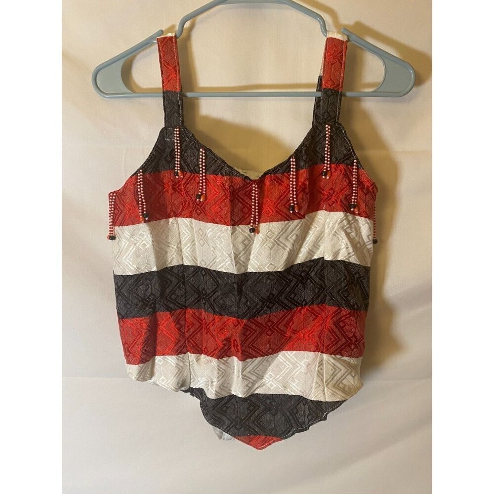 Vintage Women’s Top Shirt Bustier Festival Large handmade Cosplay beaded hippie